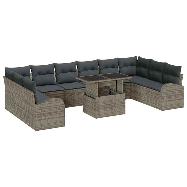 Havesofa Sæt med pude 11 pcs Grå polyrattan