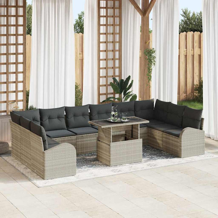 Havesofa Sæt 11 stk. Lysegrå polyrattan