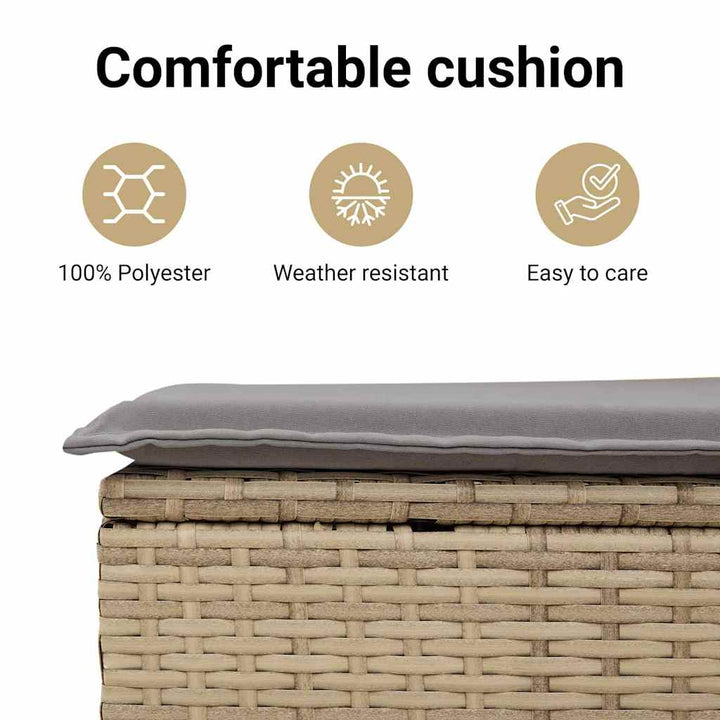 Havesofa Sæt med opbevaring med pude 5 pcs Beige polyrattan