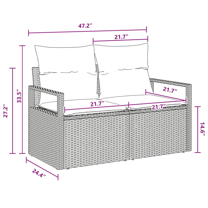 Havesofa Sæt med opbevaring med pude 5 pcs Grå polyrattan