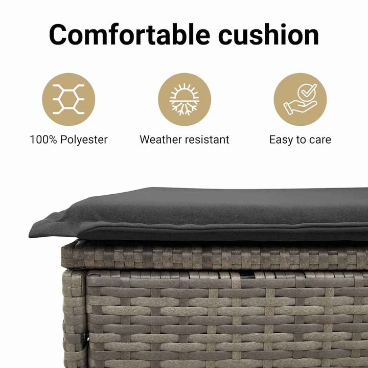 Havesofa Sæt med opbevaring med pude 7 pcs Grå polyrattan