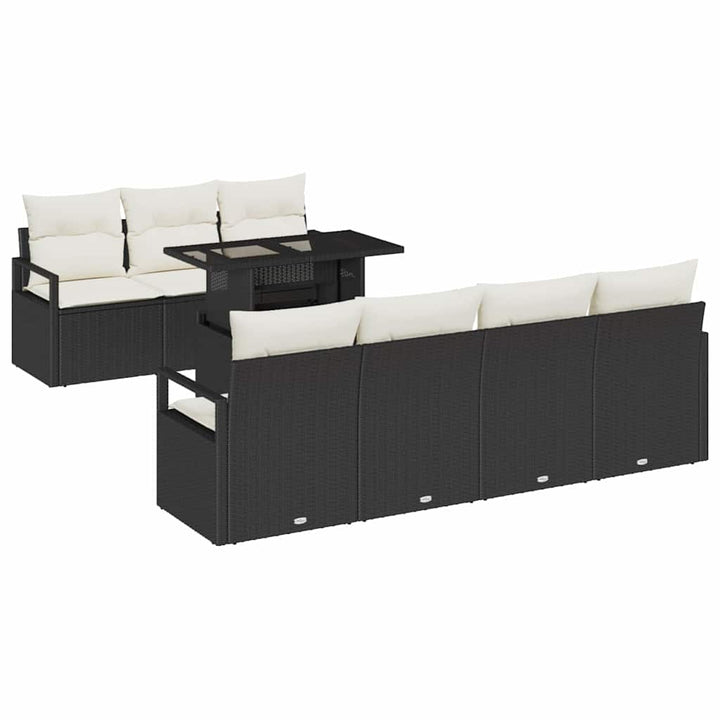 Havesofa Sæt med opbevaring 8 pcs Sort og Cream polyrattan