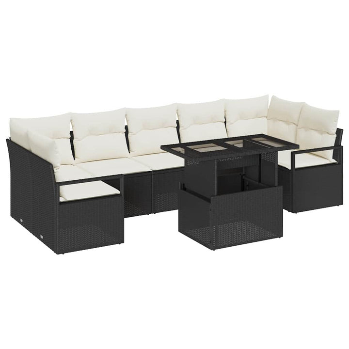 Havesofa Sæt 8 stk. 7-Antal sæder Sort og Cream polyrattan