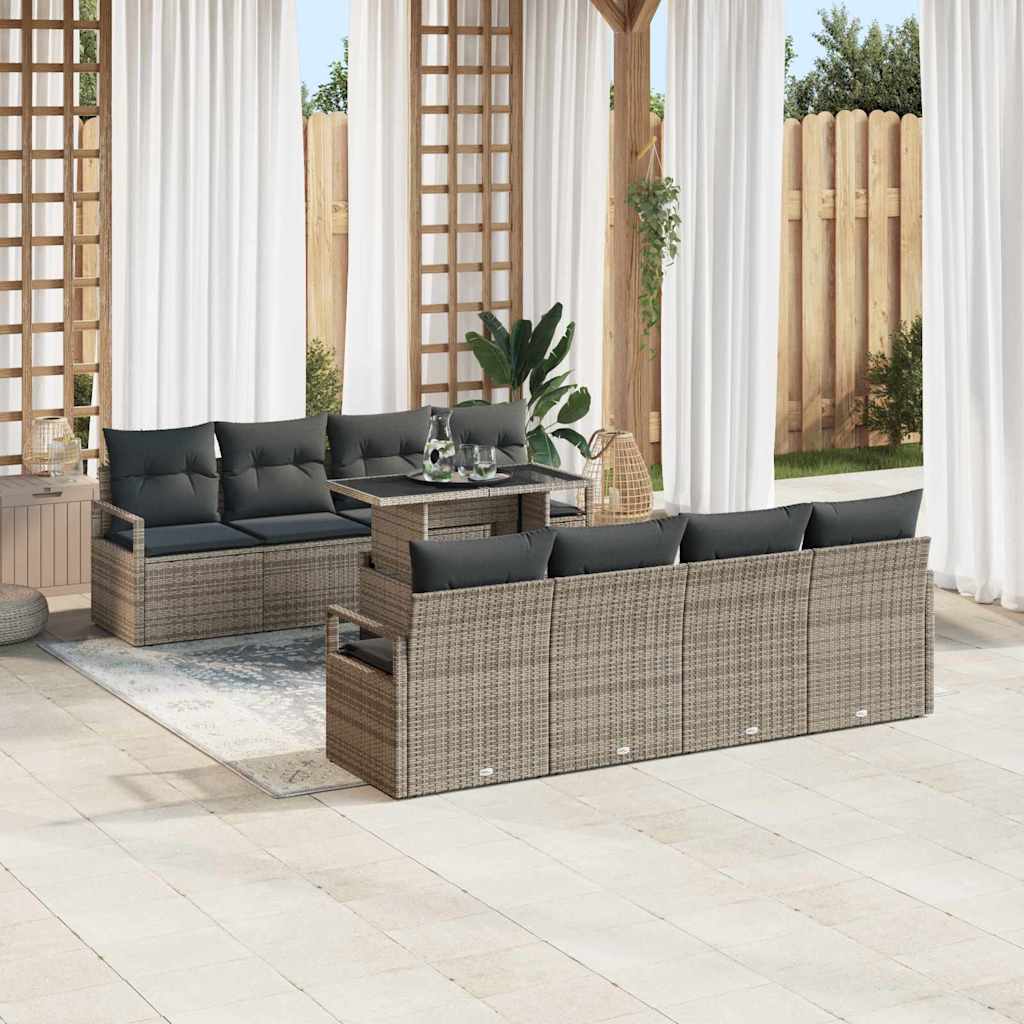 Havesofa Sæt med pude 7 pcs Grå polyrattan