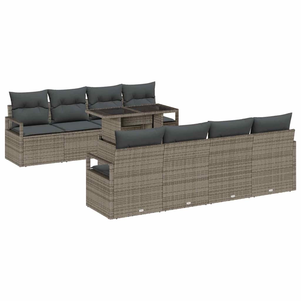 Havesofa Sæt med pude 7 pcs Grå polyrattan