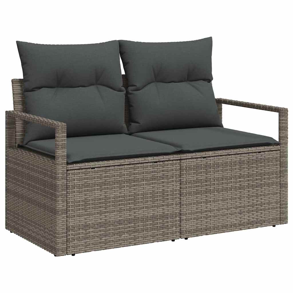 Havesofa Sæt med pude 7 pcs Grå polyrattan