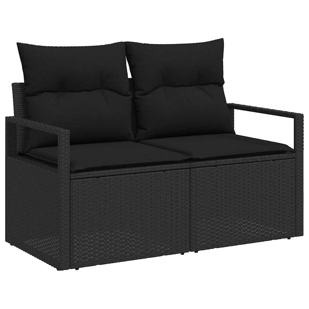Havesofa Sæt 9 stk. 8-Antal sæder Sort polyrattan