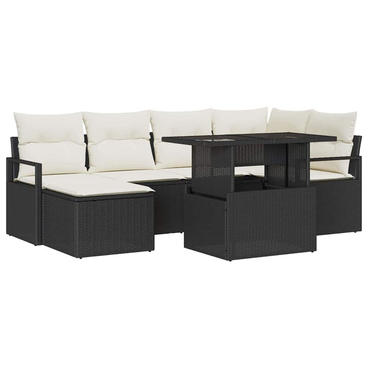 Havesofa Sæt 7 stk. Sort og Cream polyrattan
