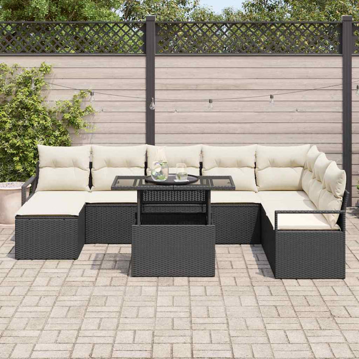 Havesofa Sæt 9 stk. Sort og Cream polyrattan