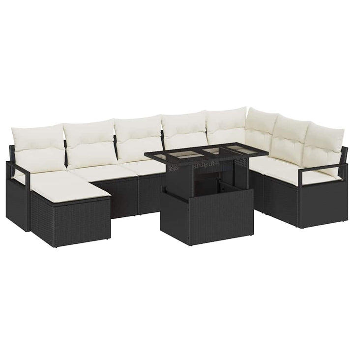 Havesofa Sæt 9 stk. Sort og Cream polyrattan