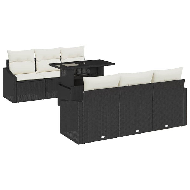 Havesofa Sæt 7 pcs Sort og cremefarvet 100 x 55 x 73 cm
