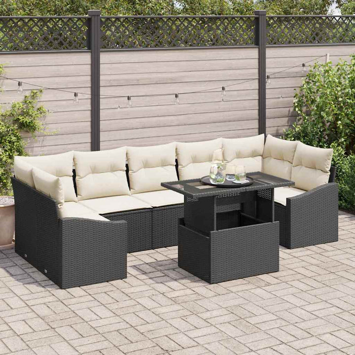 Havesofa Sæt 8 stk. Sort og Cream polyrattan