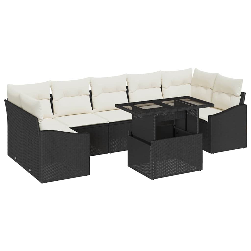 Havesofa Sæt 8 stk. Sort og Cream polyrattan