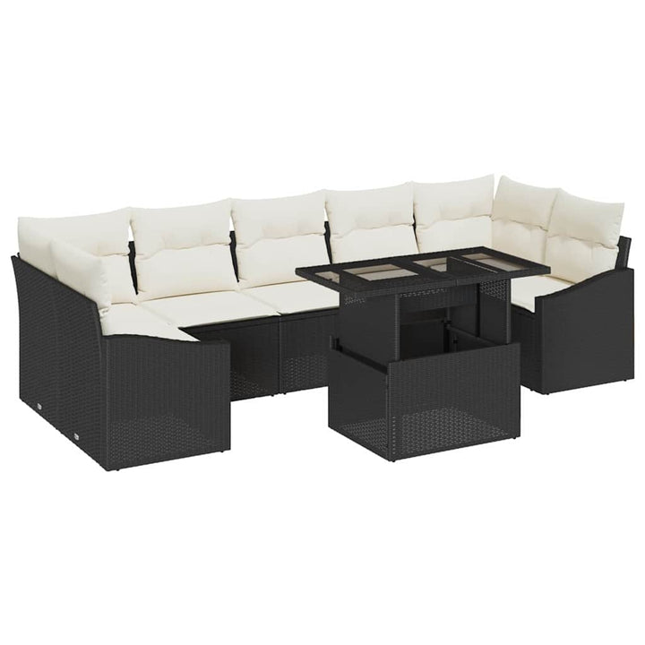 Havesofa Sæt 8 stk. Sort og Cream polyrattan