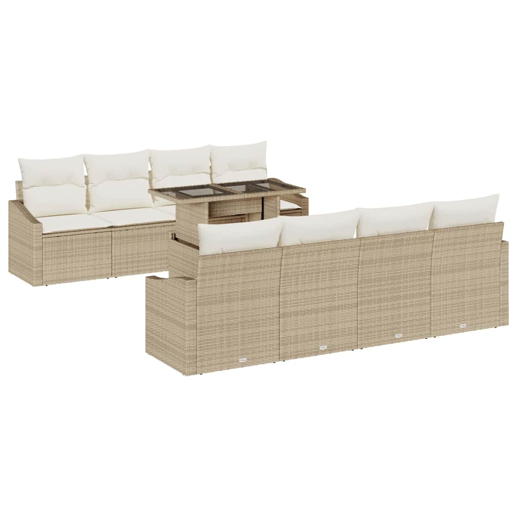 Havesofa Sæt med pude 7 pcs Beige og creme polyrattan