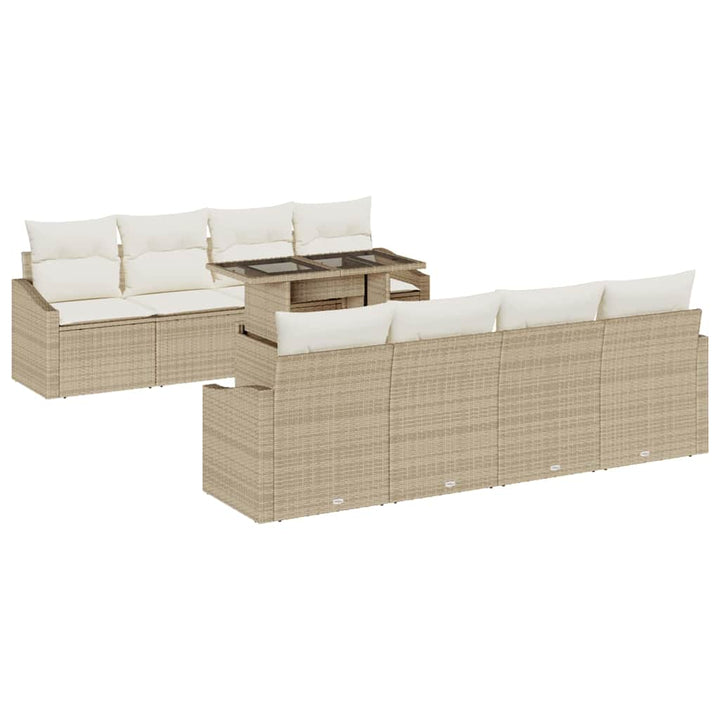 Havesofa Sæt med pude 7 pcs Beige og creme polyrattan