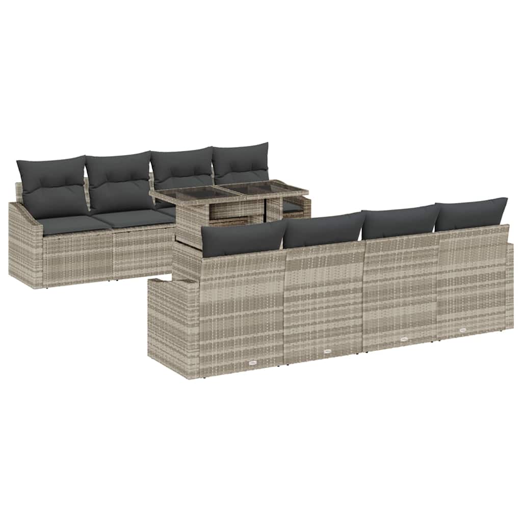 Havesofa Sæt med pude 7 pcs Lysegrå polyrattan