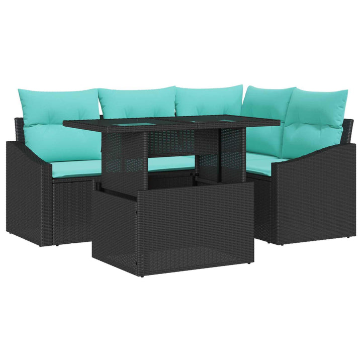 Havesofa Sæt 6 stk. Sort og Cream polyrattan