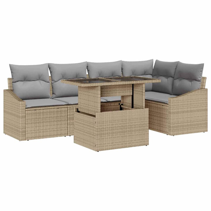 Havesofa Sæt med pude med opbevaring 6 pcs beige og lysegrå