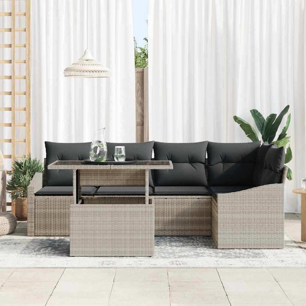 Havesofa Sæt med pude med opbevaring 6 pcs Lysegrå