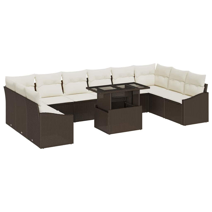 Sofa Sæt 11 stk. Brun og Creme polyrattan