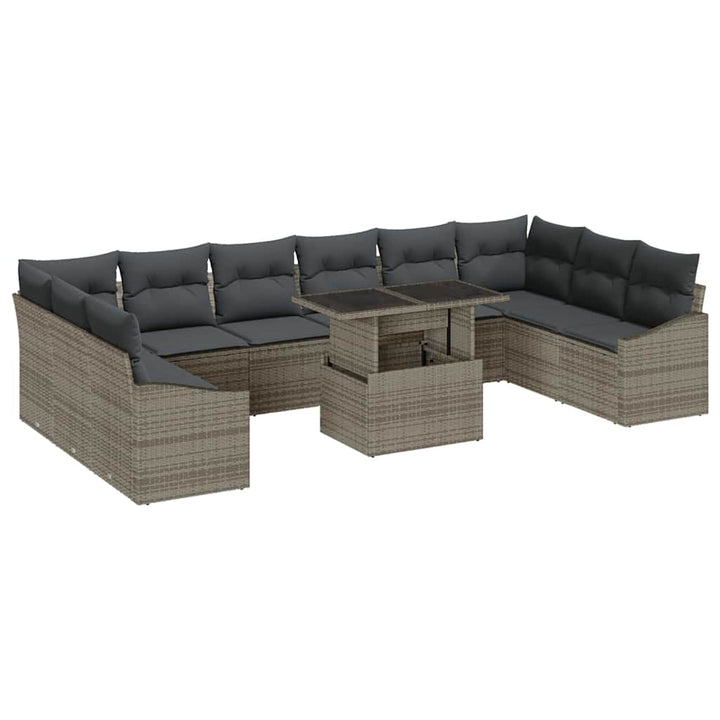 Sofa Sæt med pude 11 pcs Grå polyrattan