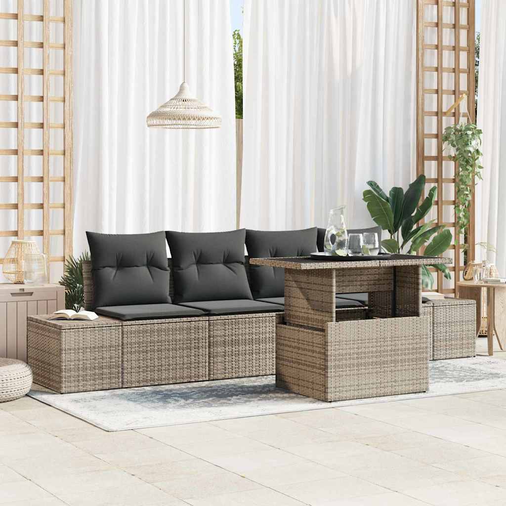Sofa Sæt 5 stk. Grå polyrattan