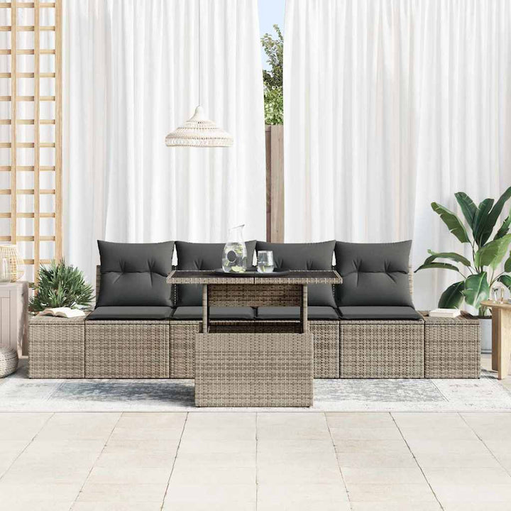 Sofa Sæt 5 stk. Grå polyrattan