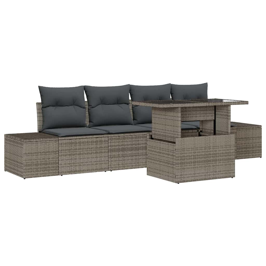 Sofa Sæt 5 stk. Grå polyrattan