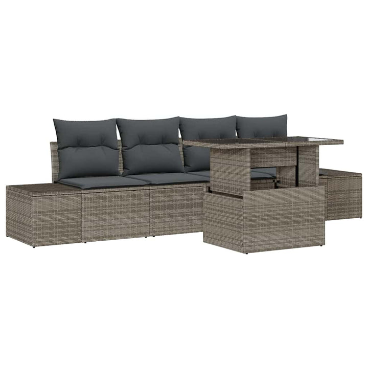 Sofa Sæt 5 stk. Grå polyrattan