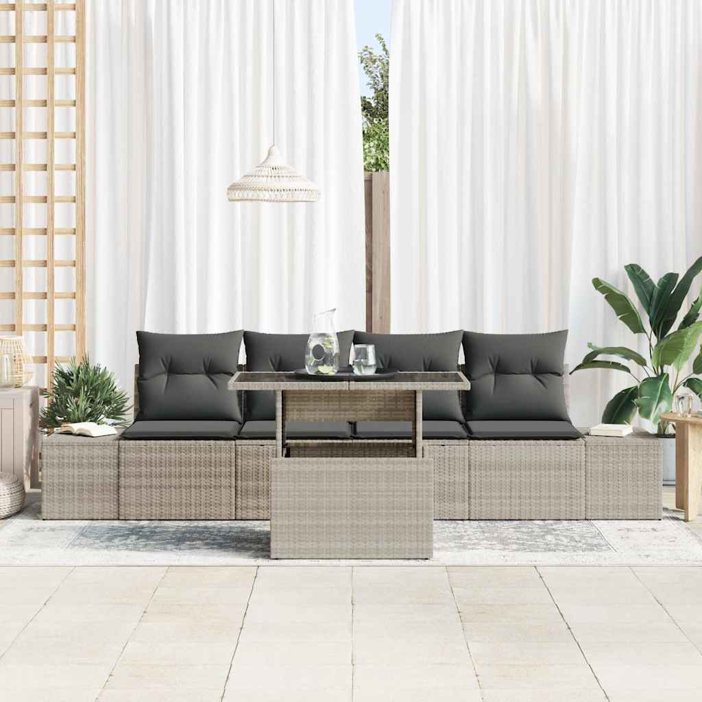 Sofa Sæt 5 stk. Lysegrå polyrattan