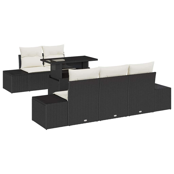 Sofa Sæt med pude 6 pcs Sort og Cream polyrattan