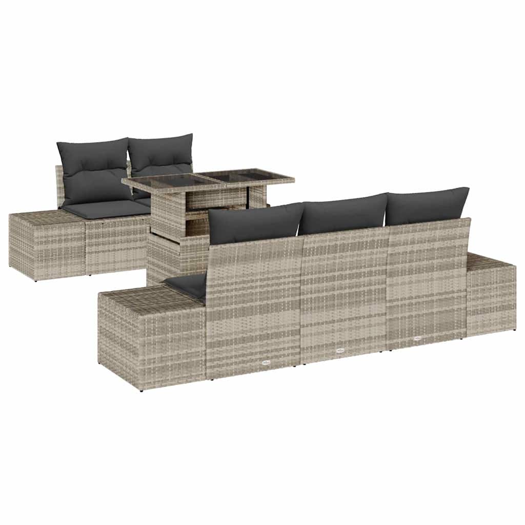 Sofa Sæt 6 stk. Lysegrå polyrattan