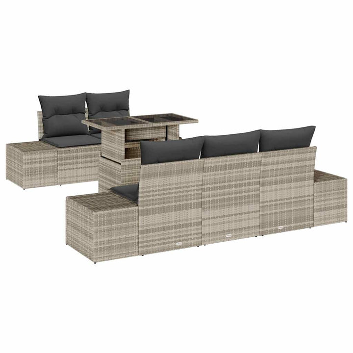 Sofa Sæt 6 stk. Lysegrå polyrattan