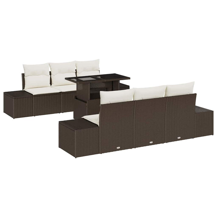 Sofa Sæt med pude 7 pcs Brun og Creme polyrattan
