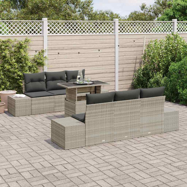 Sofa Sæt 7 stk. Lysegrå polyrattan