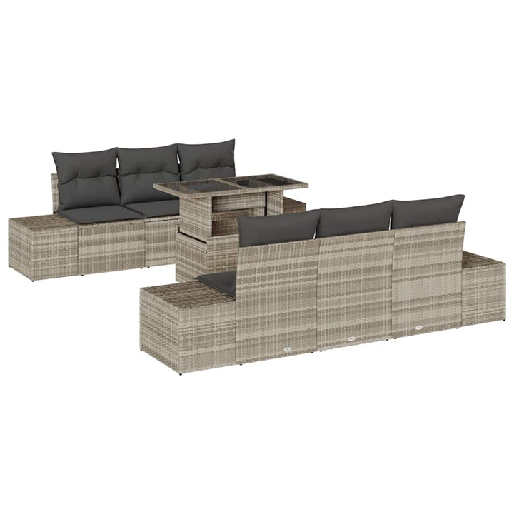 Sofa Sæt 7 stk. Lysegrå polyrattan