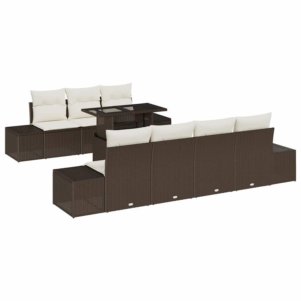Sofa Sæt med pude 8 pcs Brun og Creme polyrattan