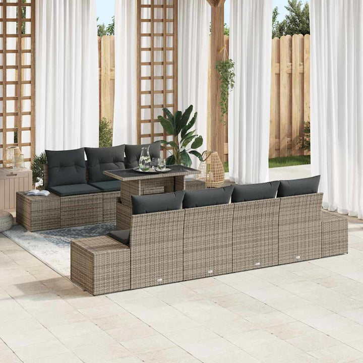 Sofa Sæt med pude 8 pcs Grå polyrattan