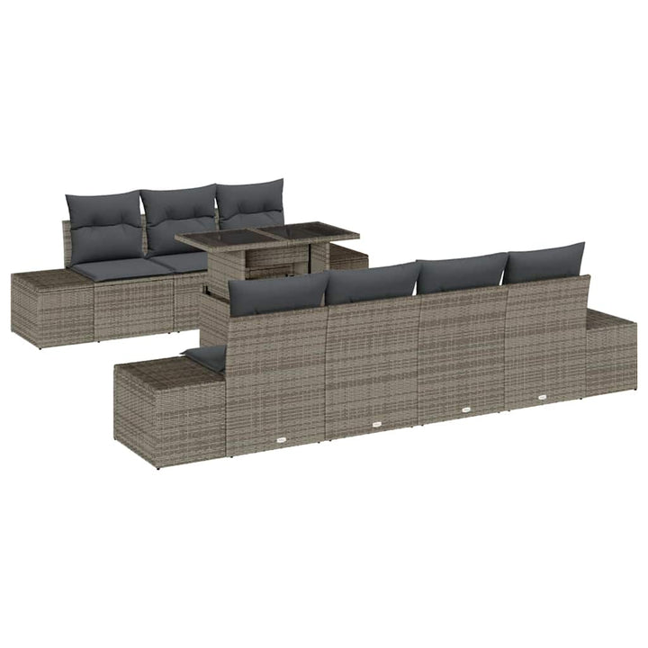 Sofa Sæt med pude 8 pcs Grå polyrattan