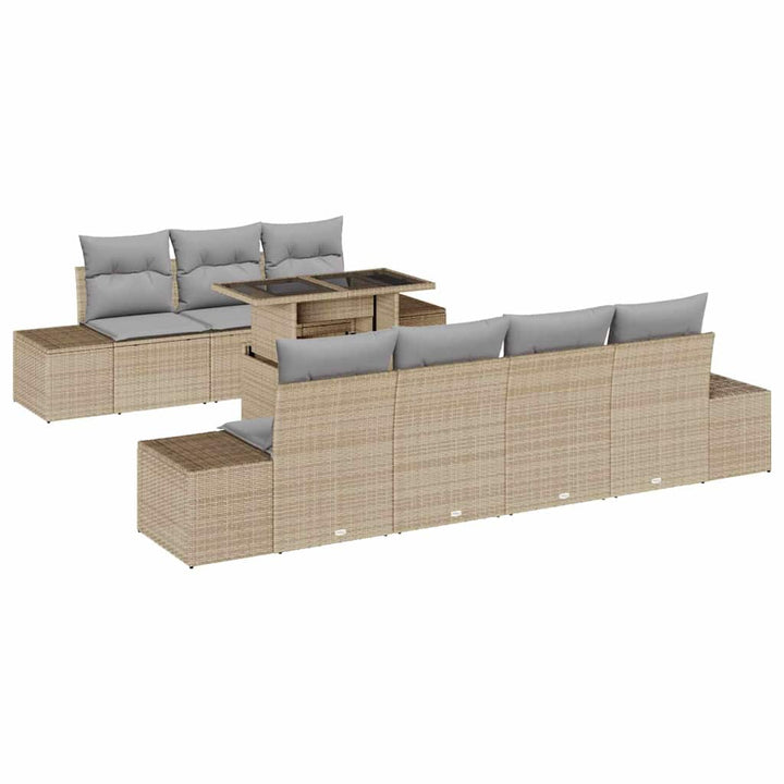 Sofa Sæt med pude 8 pcs Beige og lys grå polyrattan