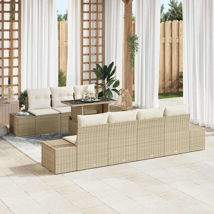 Sofa Sæt med pude 8 pcs Beige og creme polyrattan