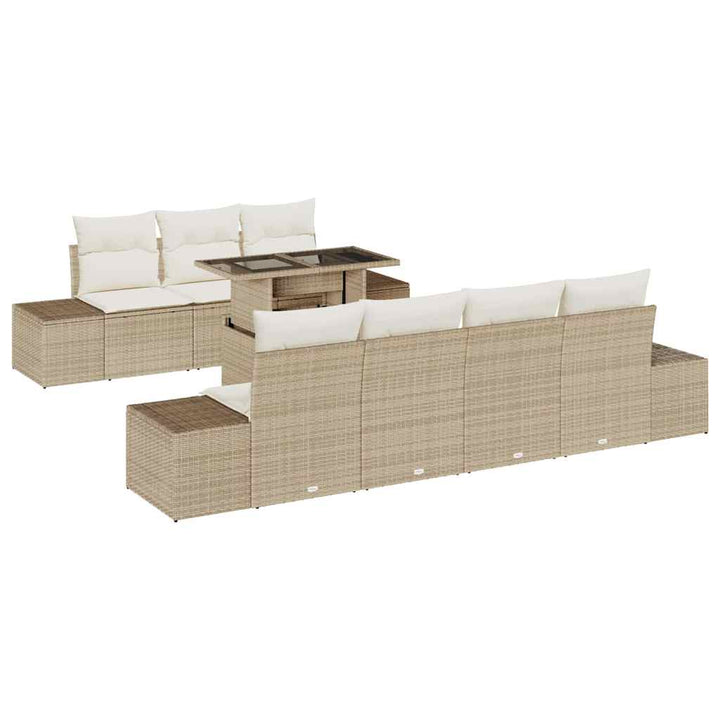 Sofa Sæt med pude 8 pcs Beige og creme polyrattan