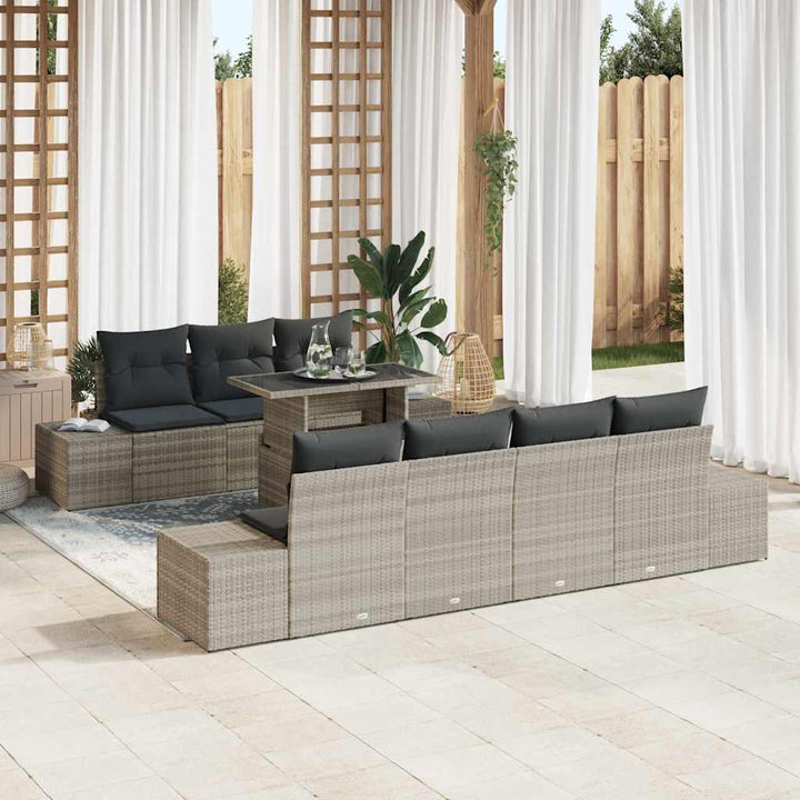 Sofa Sæt med pude 8 pcs Lysegrå polyrattan