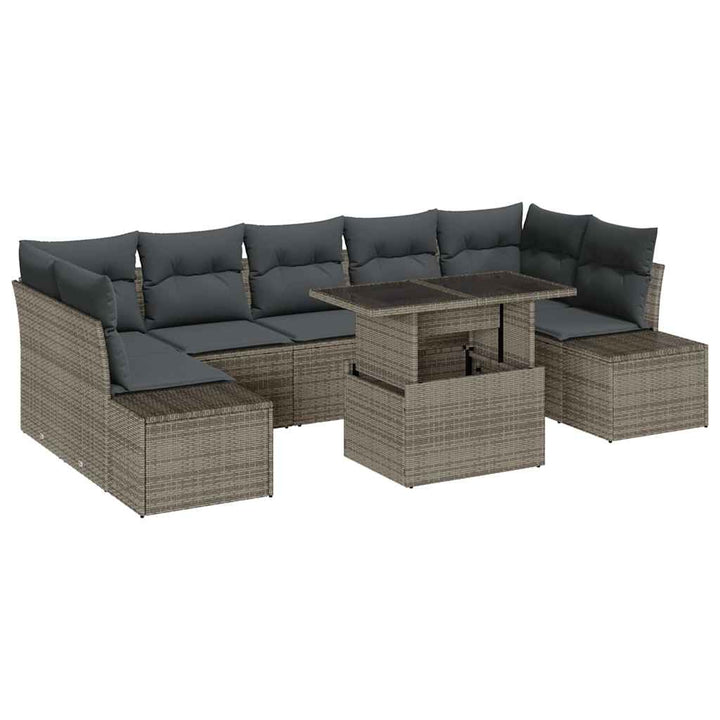 Sofa Sæt med pude 8 pcs Grå polyrattan