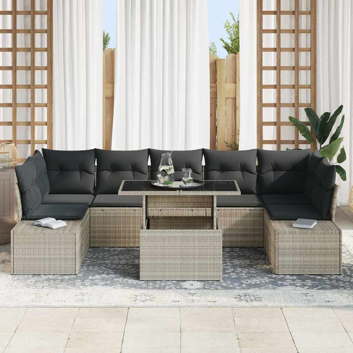 Sofa Sæt 8 stk. Lysegrå polyrattan