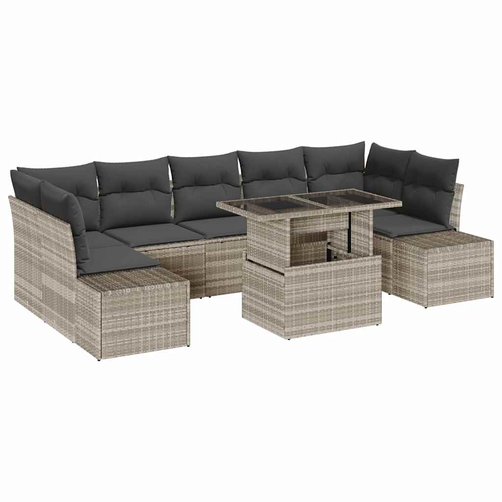 Sofa Sæt 8 stk. Lysegrå polyrattan