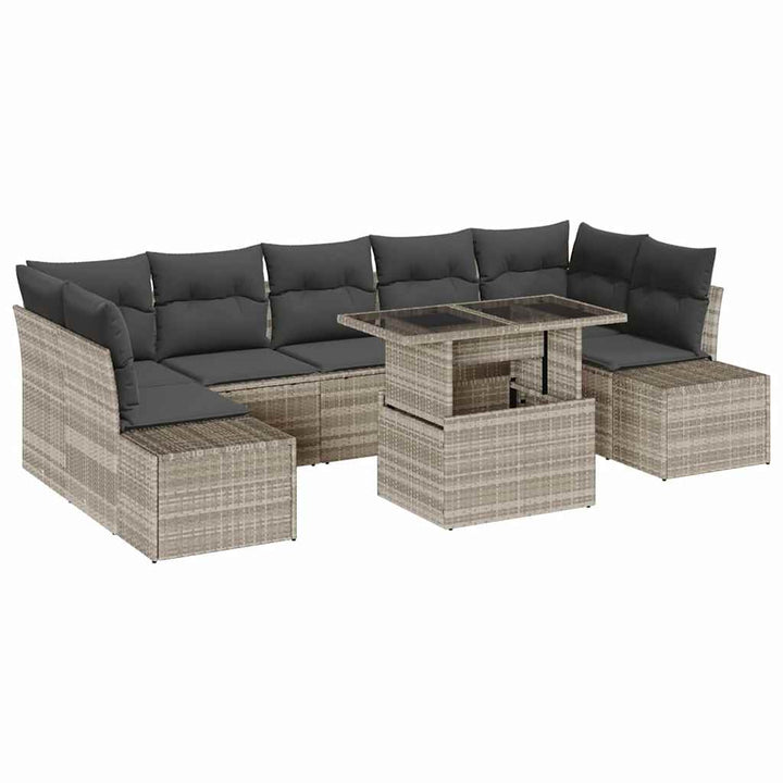 Sofa Sæt 8 stk. Lysegrå polyrattan