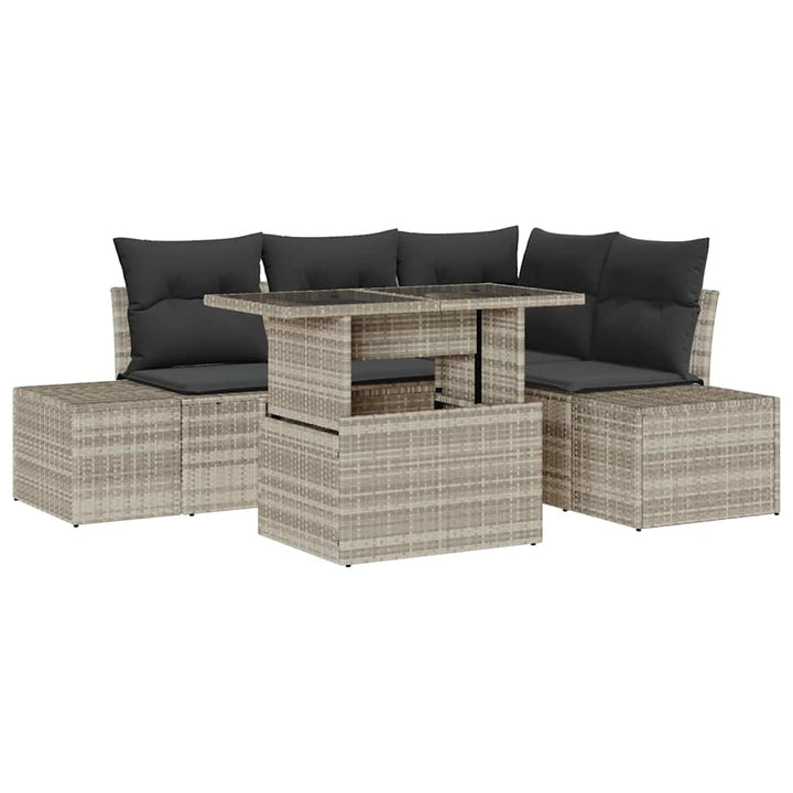Havesofa Sæt 5 stk. Lysegrå polyrattan