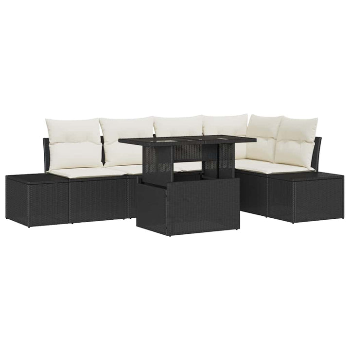 Havesofa Sæt 6 stk. Sort polyrattan